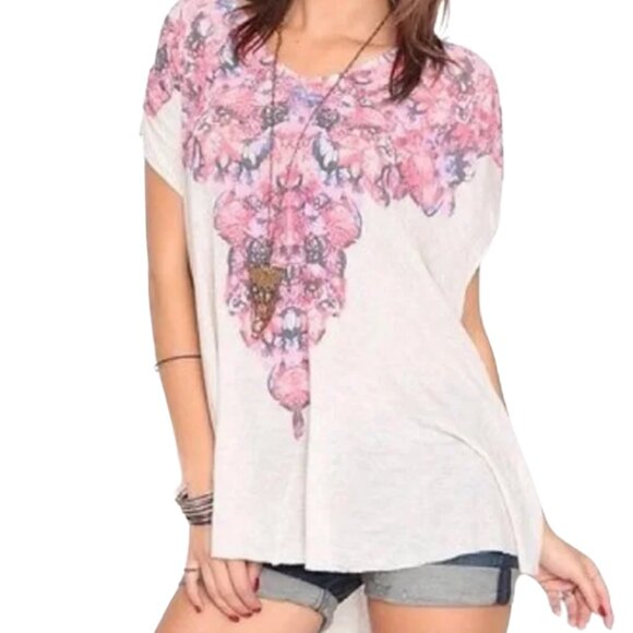 Free People Moon Dance Swing Tee S Boho Oversized Flowy - Picture 1 of 6